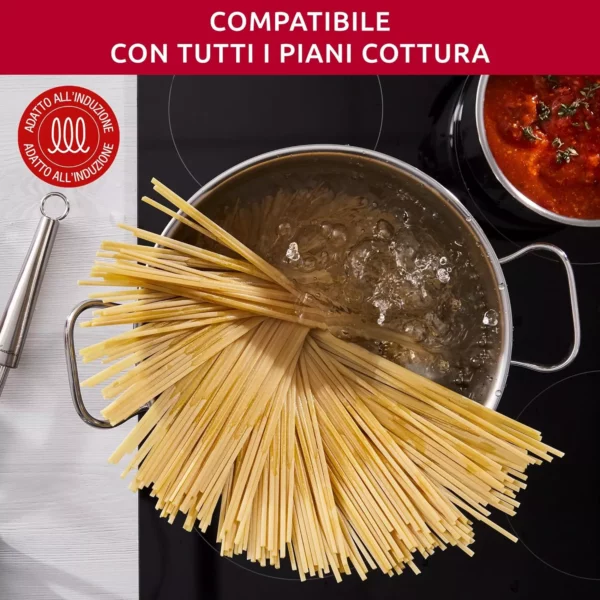 Lagostina Sfiziosa Set di Pentole Induzione, Gas e Forno in Acciaio Inox 18/10, 24 Pezzi, Fondo Lagoseal Plus, con 5 Casseruole, 3 Pentole, Bollilatte, 8 Coperchi, 7 Utensili Cucina - immagine 3