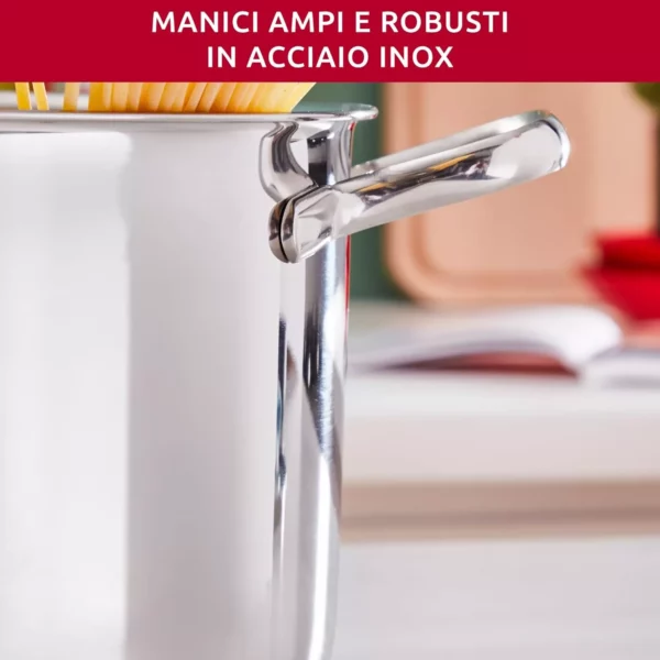 Lagostina Sfiziosa Set di Pentole Induzione, Gas e Forno in Acciaio Inox 18/10, 24 Pezzi, Fondo Lagoseal Plus, con 5 Casseruole, 3 Pentole, Bollilatte, 8 Coperchi, 7 Utensili Cucina - immagine 5