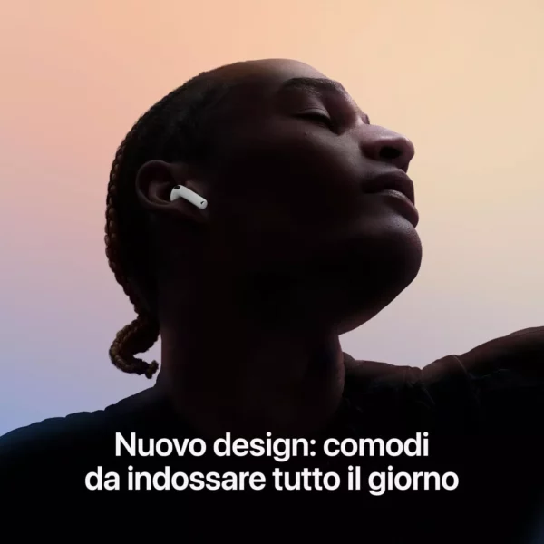 Apple AirPods 4 Auricolari wireless, Auricolari Bluetooth, Audio spaziale personalizzato, Resistenza al sudore e all’acqua, Custodia di ricarica USB-C, Chip H2, Fino a 24 ore di autonomia - immagine 3