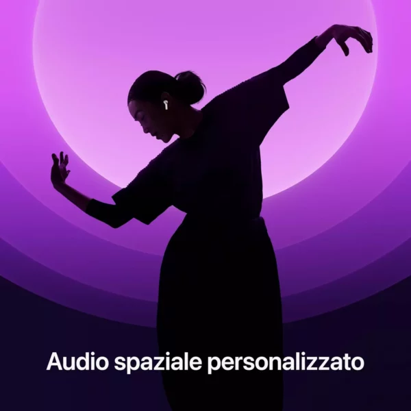 Apple AirPods 4 Auricolari wireless, Auricolari Bluetooth, Audio spaziale personalizzato, Resistenza al sudore e all’acqua, Custodia di ricarica USB-C, Chip H2, Fino a 24 ore di autonomia - immagine 4