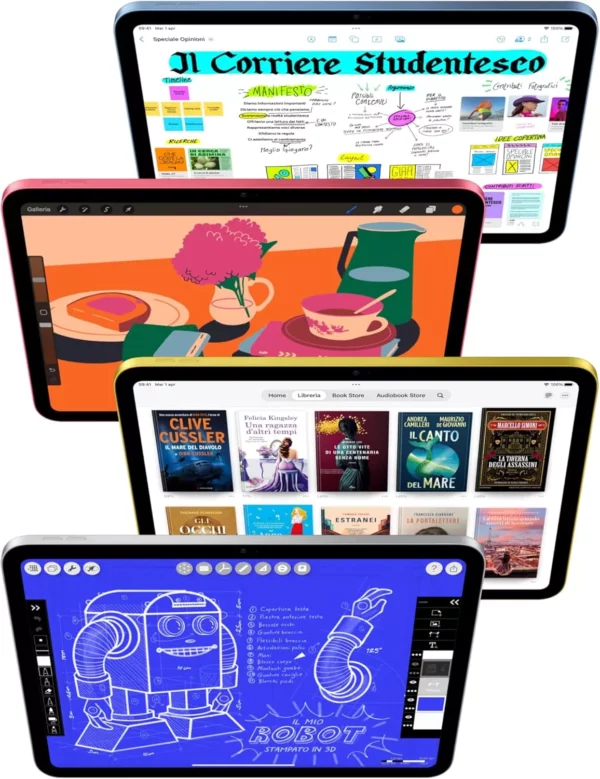 Apple iPad con chip A16: display Liquid Retina da 11'', 128 GB, Wi Fi 6, fotocamera frontale e posteriore da 12MP, Touch ID, autonomia di un giorno intero di batteria — Argento - immagine 2