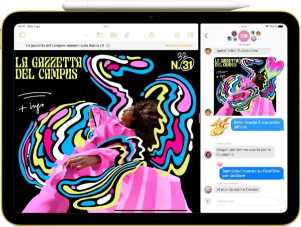 Apple iPad con chip A16: display Liquid Retina da 11'', 128 GB, Wi Fi 6, fotocamera frontale e posteriore da 12MP, Touch ID, autonomia di un giorno intero di batteria — Argento - immagine 3
