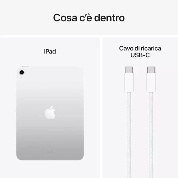 Apple iPad con chip A16: display Liquid Retina da 11'', 128 GB, Wi Fi 6, fotocamera frontale e posteriore da 12MP, Touch ID, autonomia di un giorno intero di batteria — Argento - immagine 5